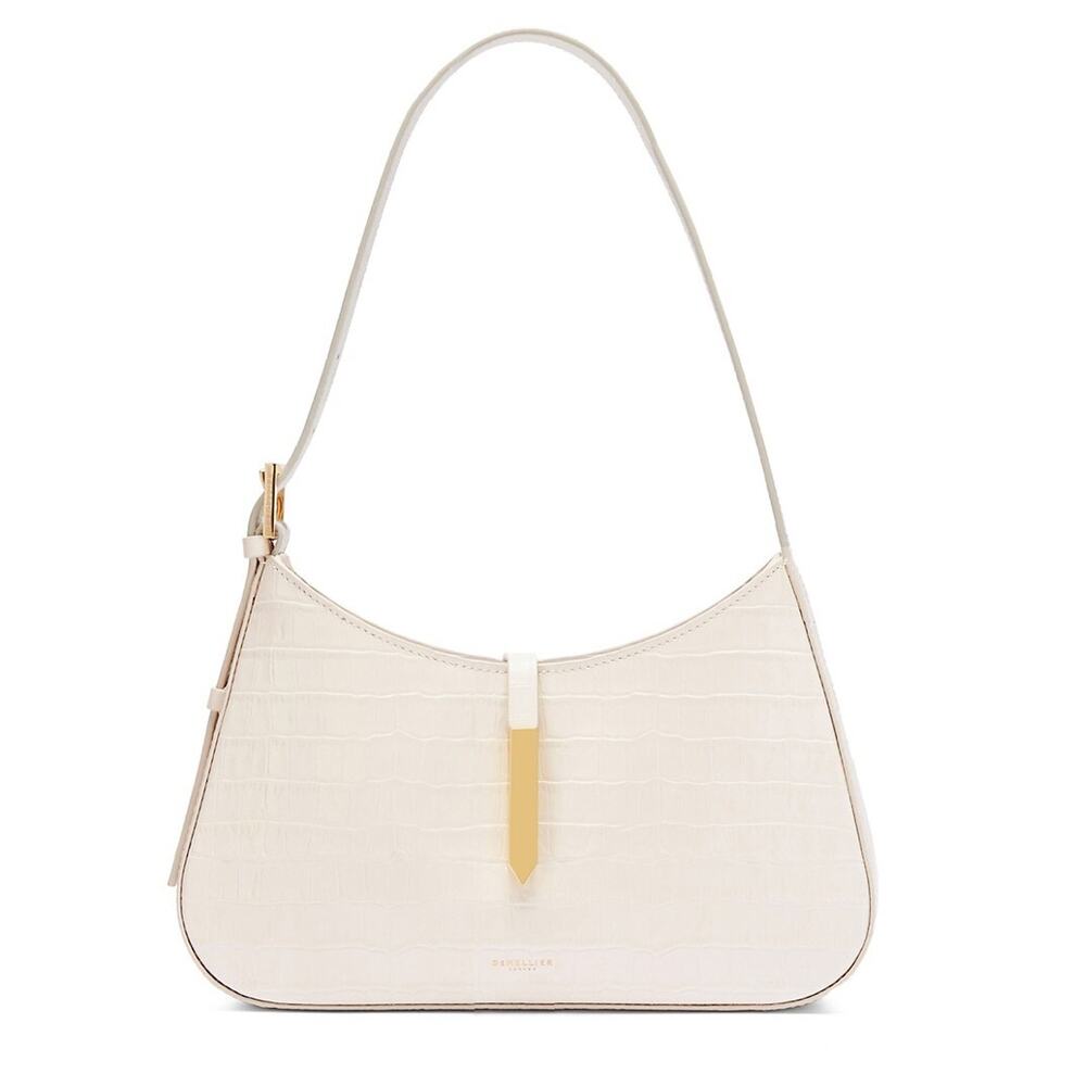 DeMellier Croc Embossed Beige Tokyo Hobo Bag